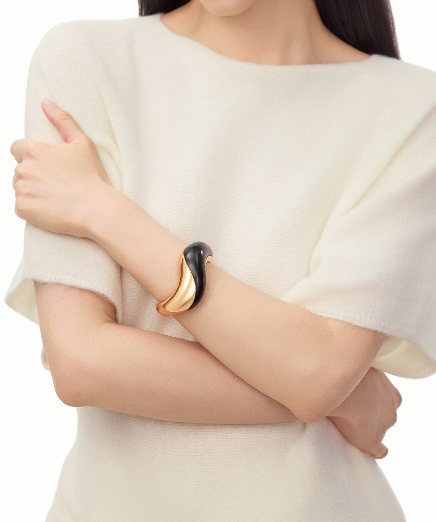 Ebony Wood & Gold Statement Cuff Bracelet | Belvria
