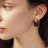 Ebony Wood & Silver Statement Stud Earrings | Belvria