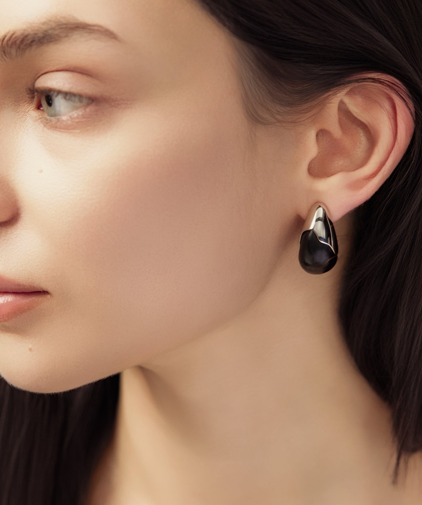 Ebony Wood & Silver Statement Stud Earrings | Belvria