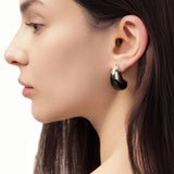 Ebony Wood & Silver Statement Stud Earrings | Belvria