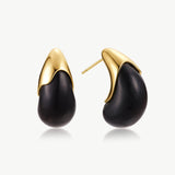 Ebony Wood & Gold Statement Stud Earrings | Belvria