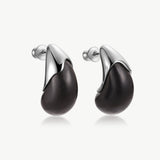 Ebony Wood & Silver Statement Stud Earrings | Belvria
