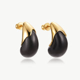 Ebony Wood & Gold Statement Stud Earrings | Belvria