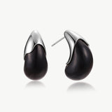 Ebony Wood & Silver Statement Stud Earrings | Belvria