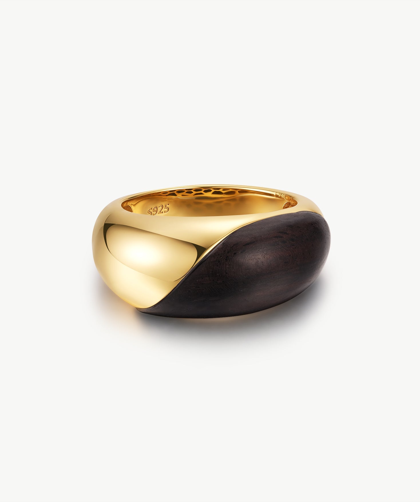 Ebony Wood & Gold Vermeil Statement Ring | Belvria