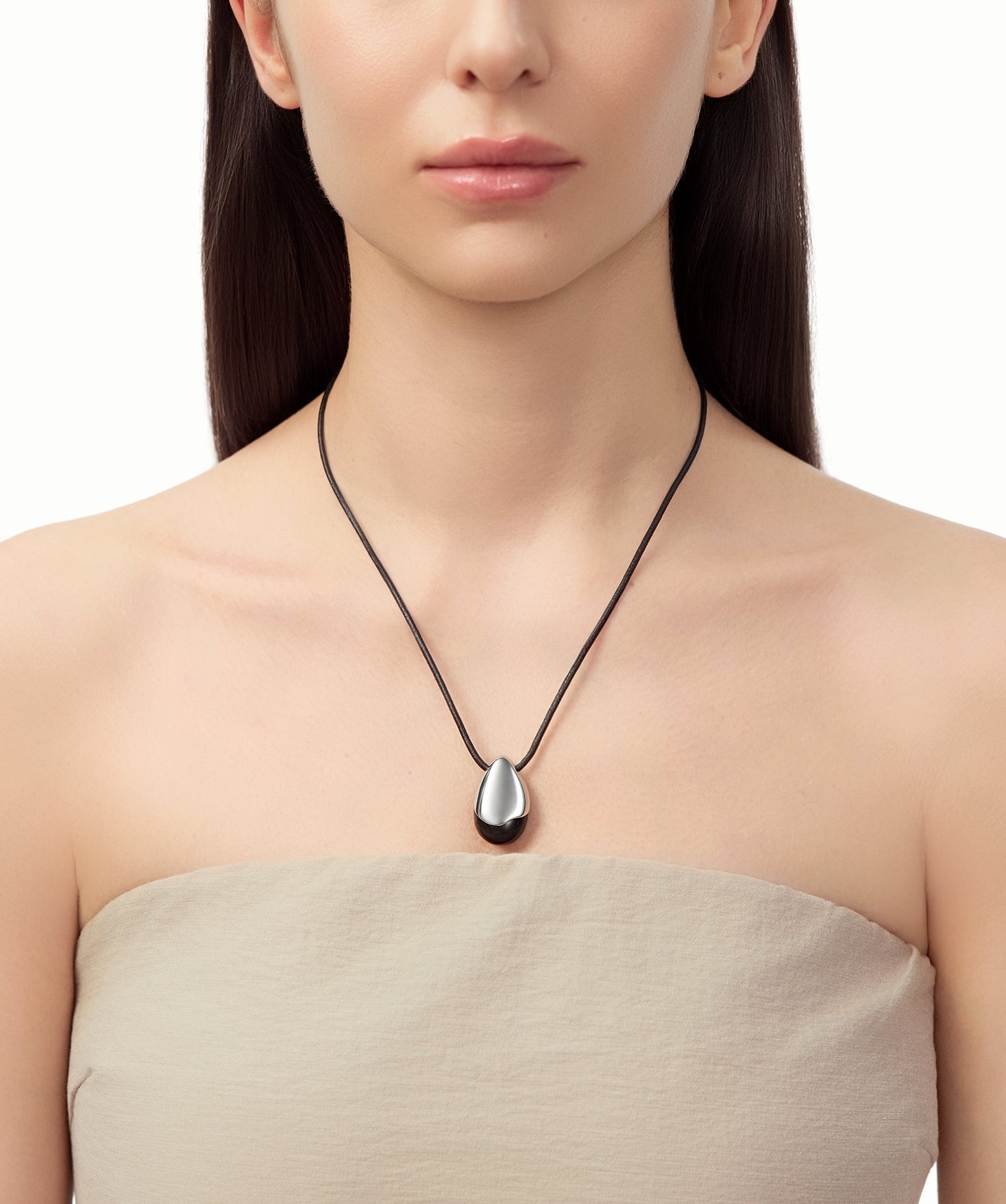 Reversible Ebony Wood & Silver Pendant Necklace | Belvria