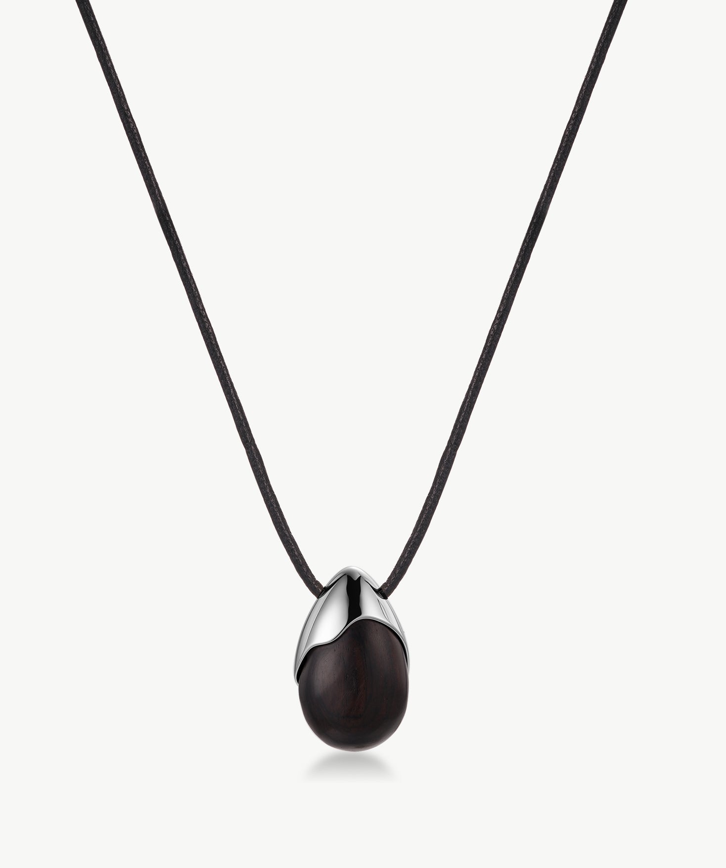 Reversible Ebony Wood & Silver Pendant Necklace | Belvria