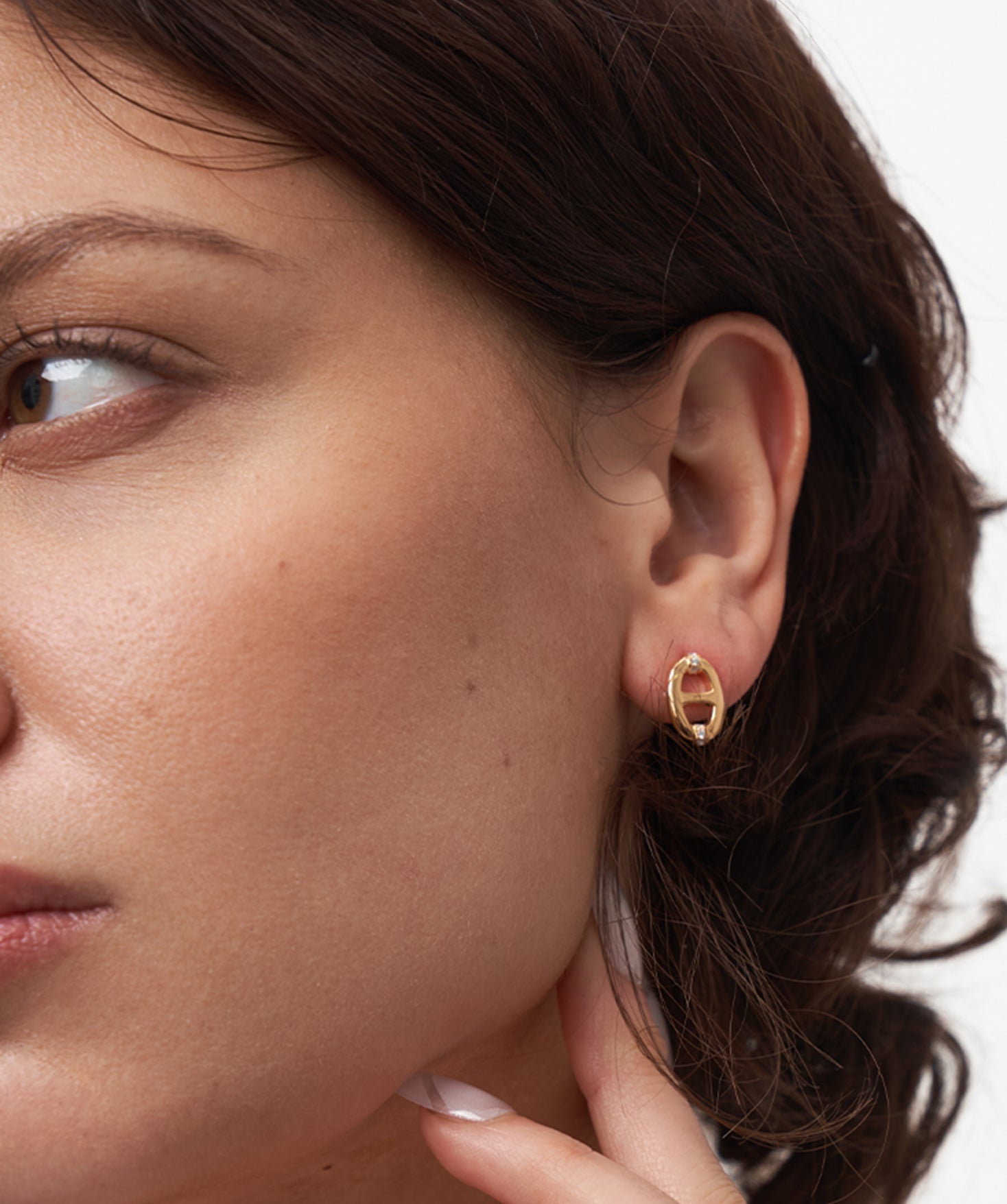 Gold Mariner Link Stud Earrings | Belvria