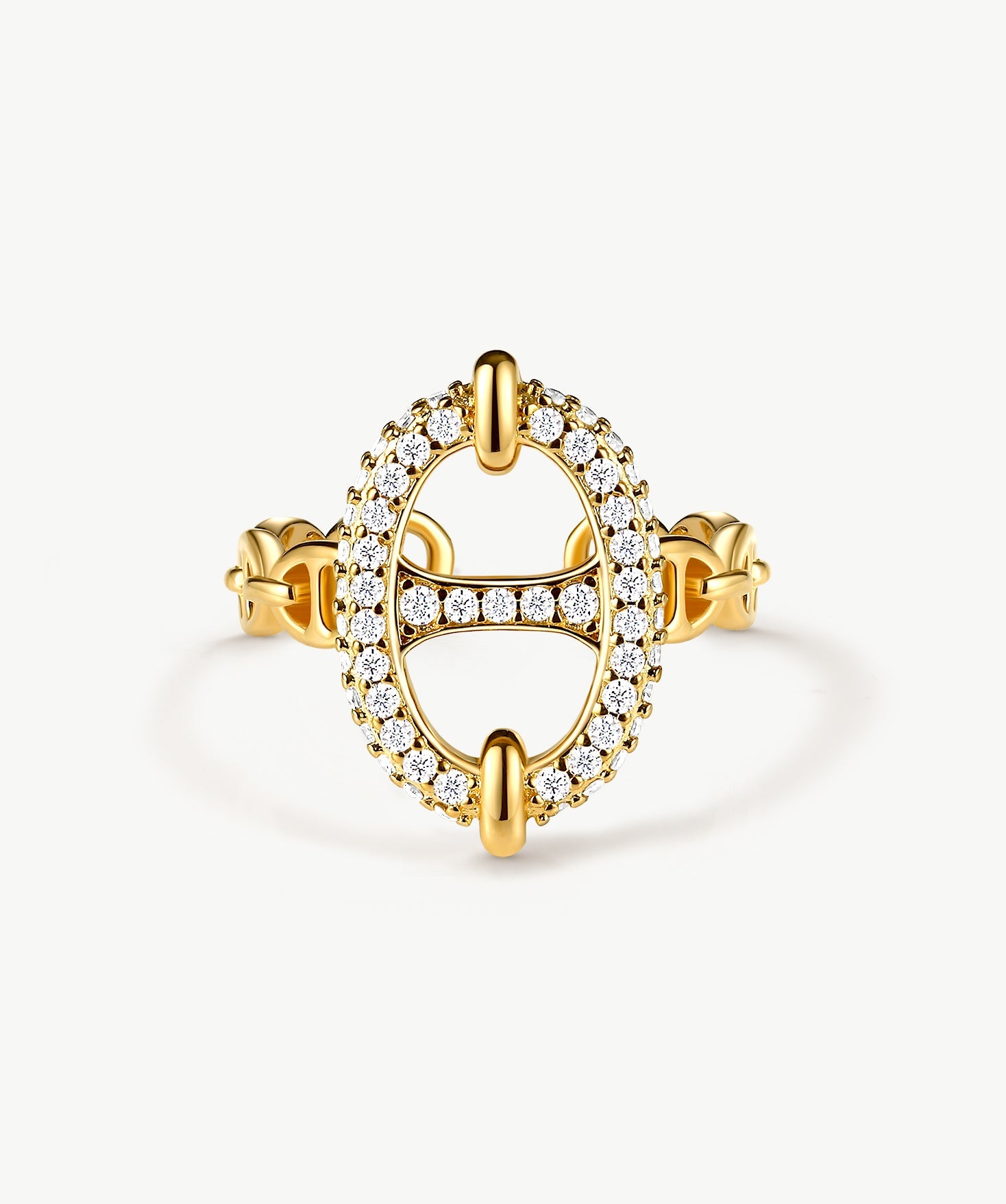 Gold Pavé Mariner Statement Ring | Belvria