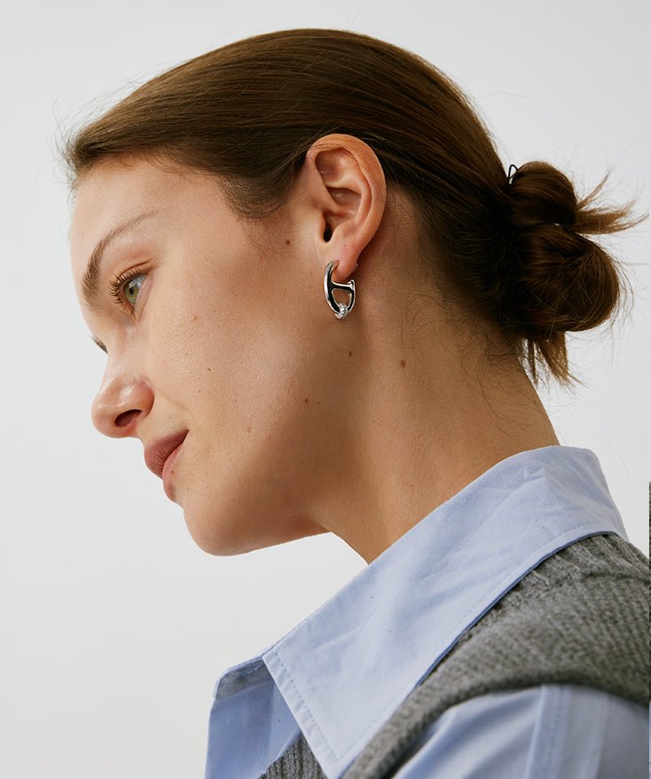 Silver Mariner Link Hoop Earrings | Belvria