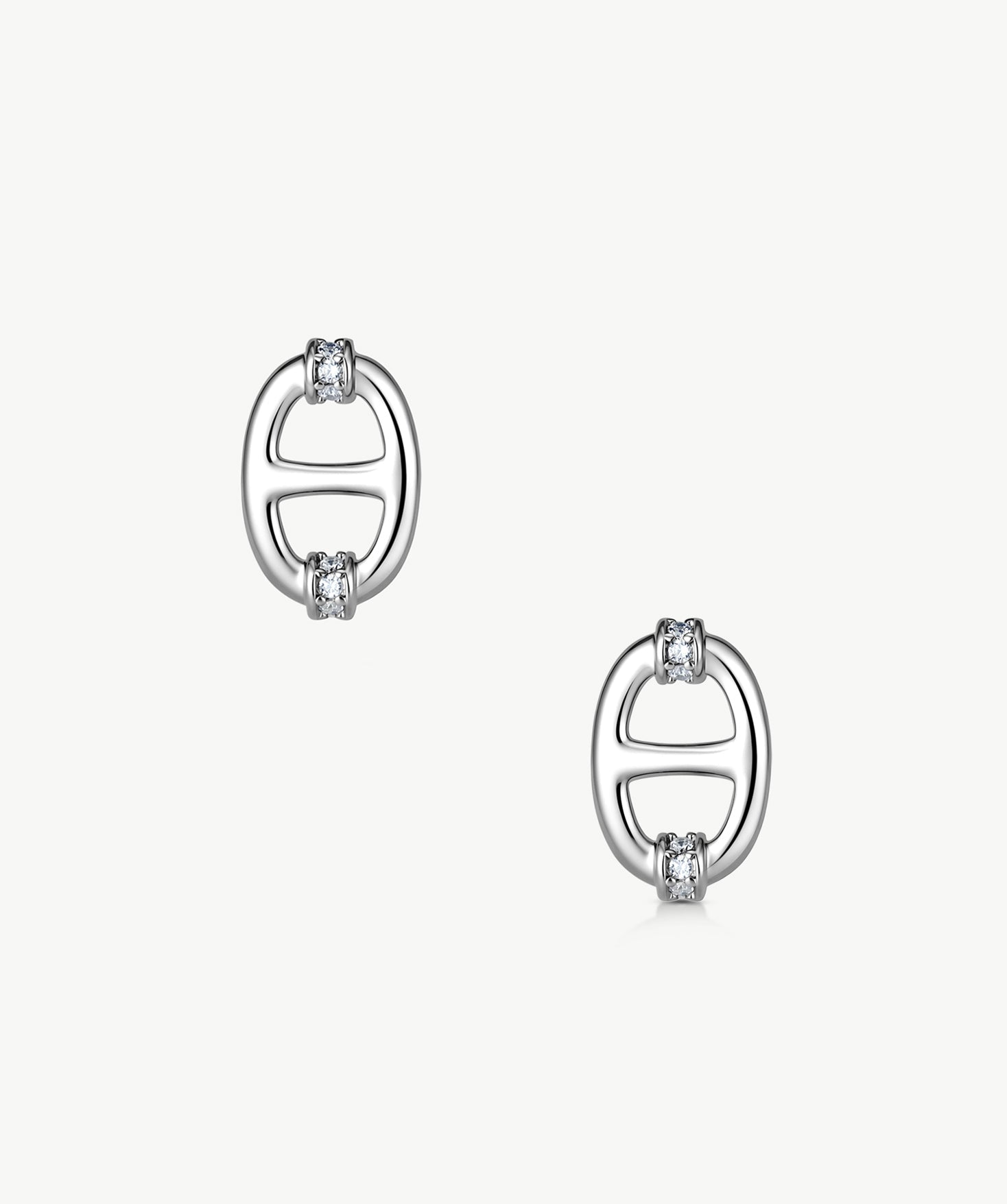 Silver Mariner Link Stud Earrings | Belvria
