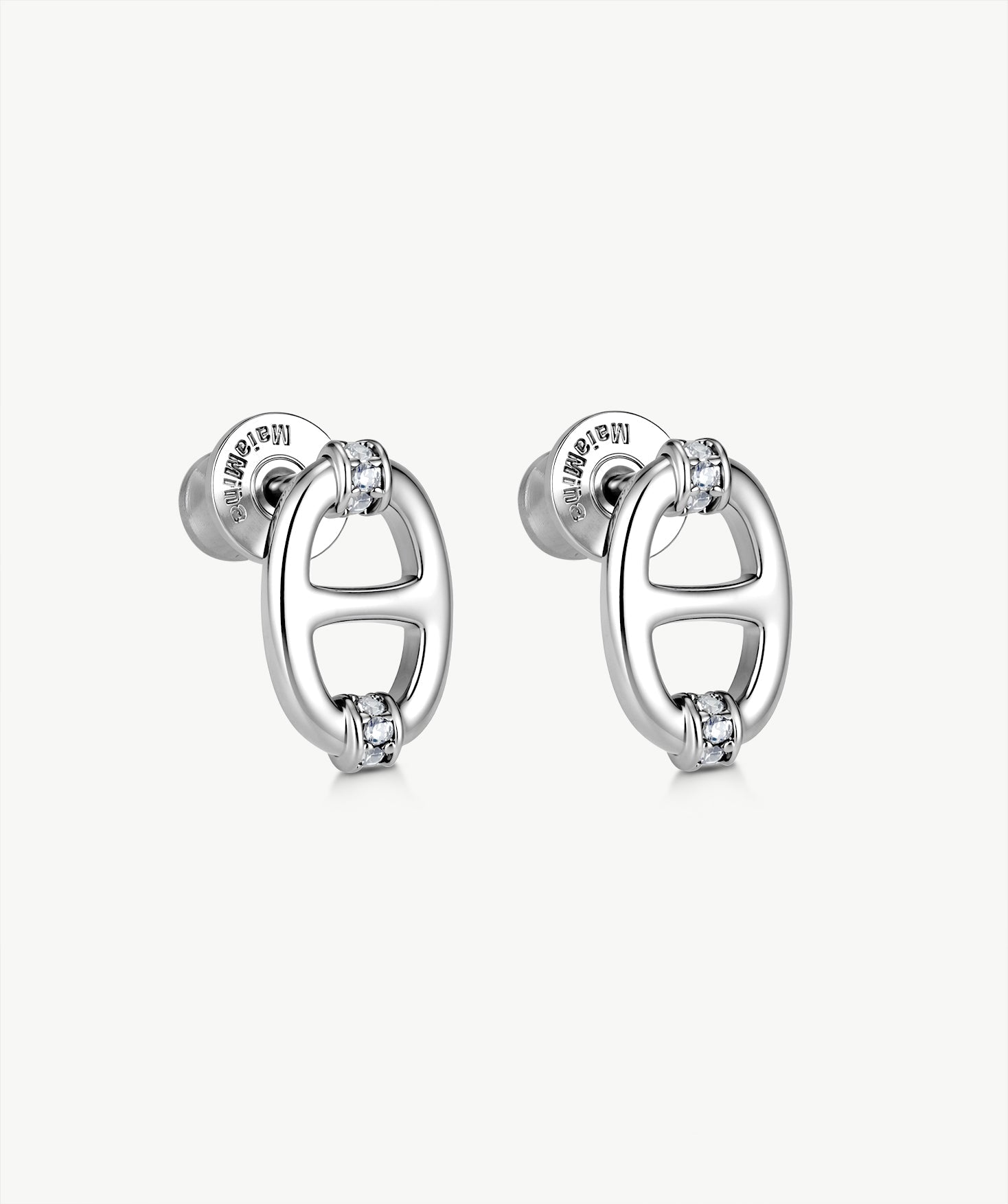 Silver Mariner Link Stud Earrings | Belvria