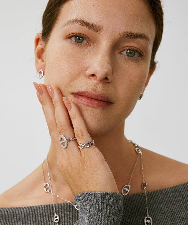 Silver Mariner Link Adjustable Ring | Belvria
