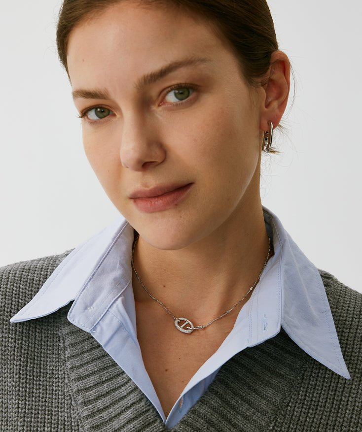 Silver Interlocking Mariner Link Necklace | Belvria