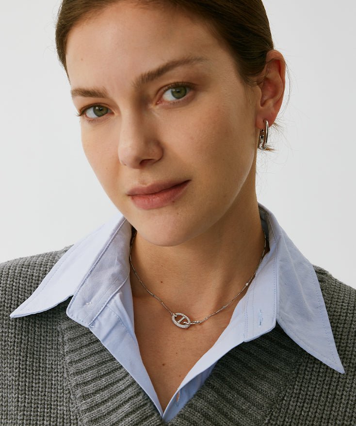 Silver Interlocking Mariner Link Necklace | Belvria