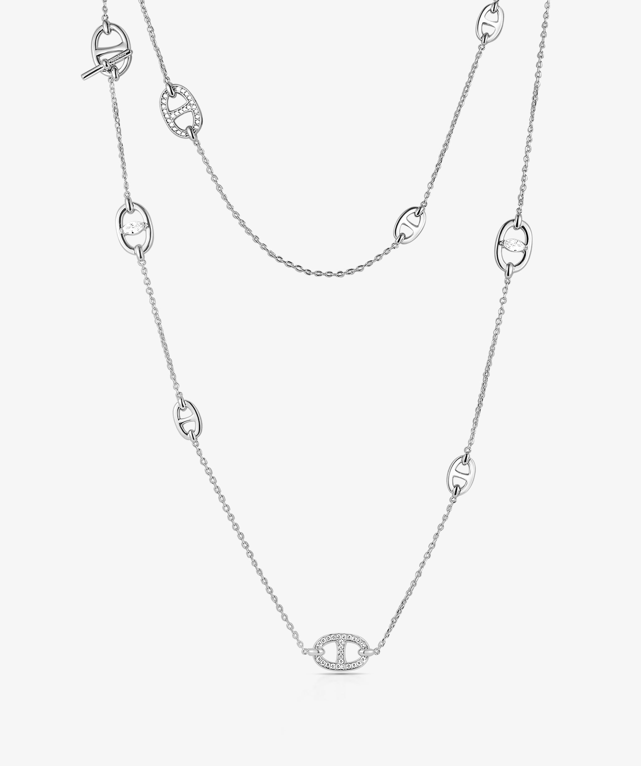 Silver Mariner Link Long Necklace | Belvria