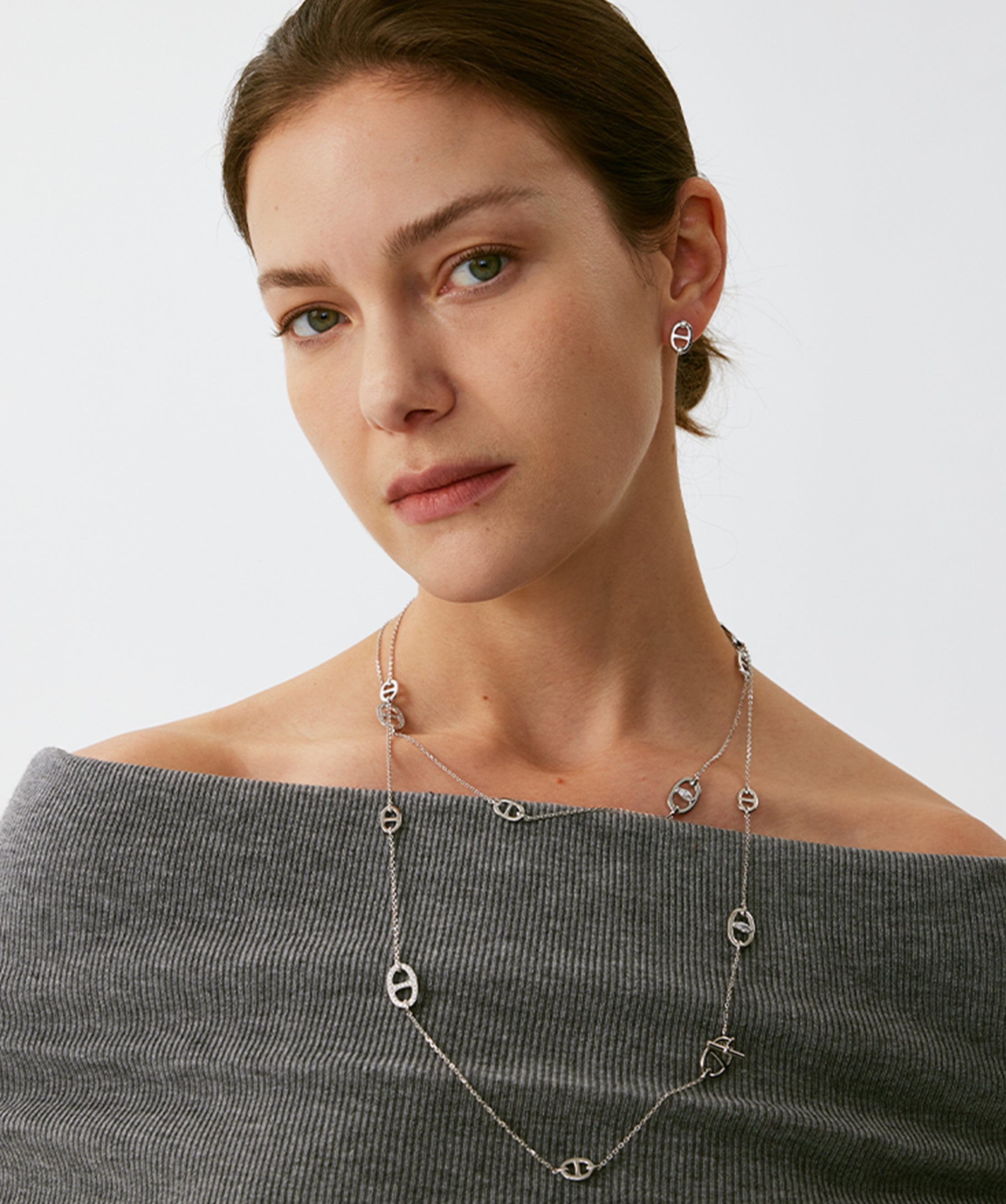 Silver Mariner Link Long Necklace | Belvria