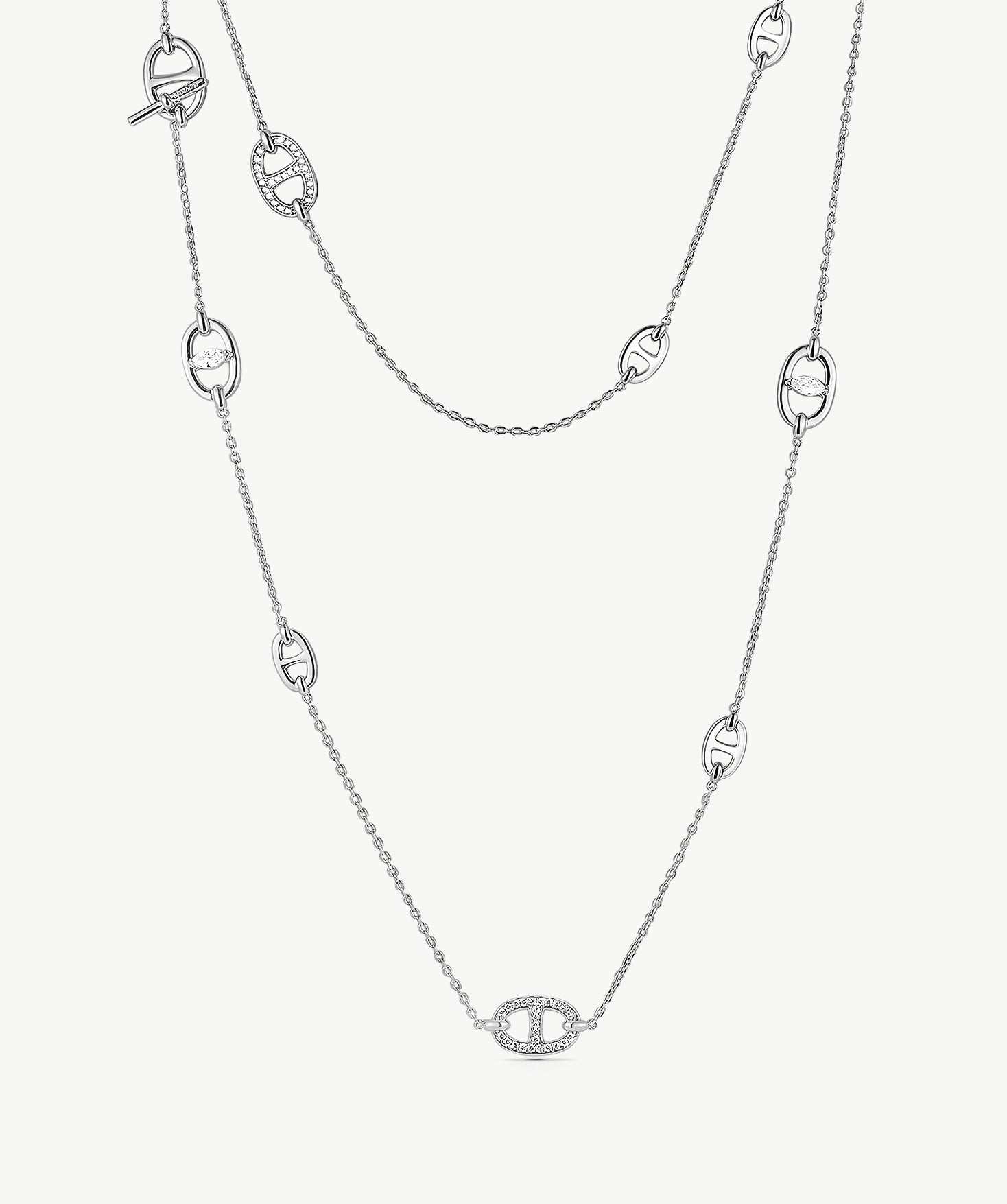 Silver Mariner Link Long Necklace | Belvria
