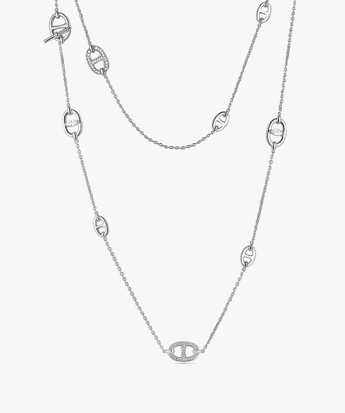 Silver Mariner Link Long Necklace | Belvria