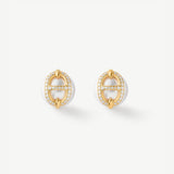 Gold Pearl Mariner Link Stud Earrings | Belvria