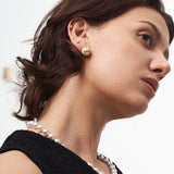 Gold Pearl Mariner Link Stud Earrings | Belvria