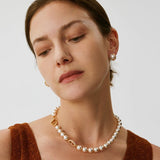 Gold Pearl Toggle Necklace with Mariner Links | Belvria