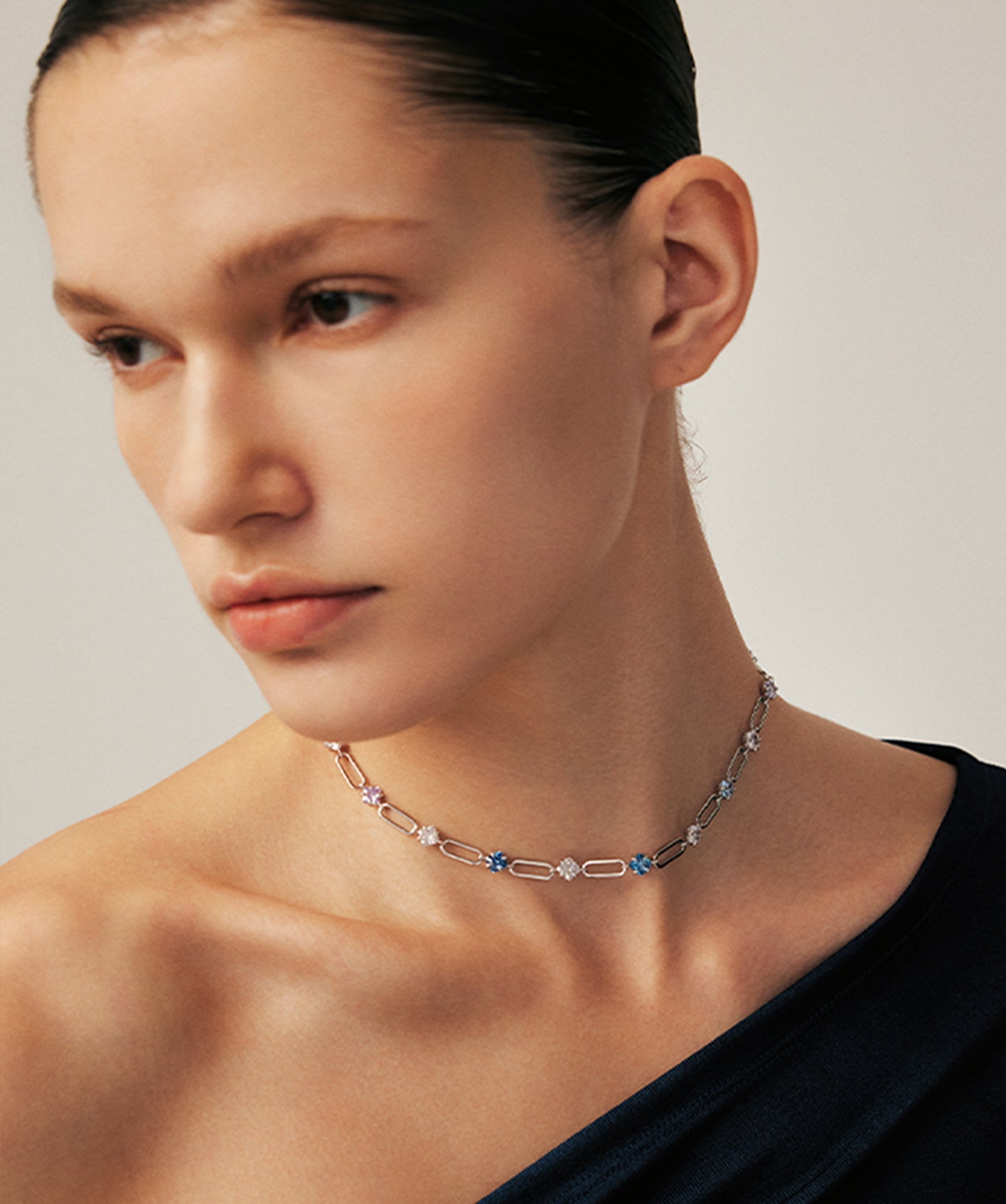 Blue Gradient Gemstone Link Necklace | Belvria