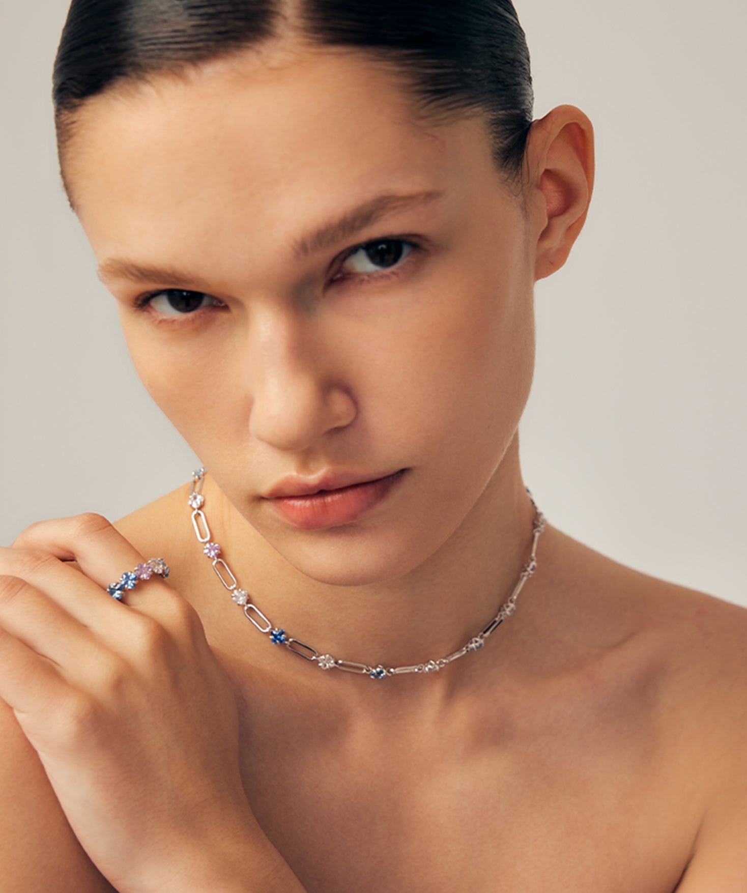 Blue Gradient Gemstone Link Necklace | Belvria