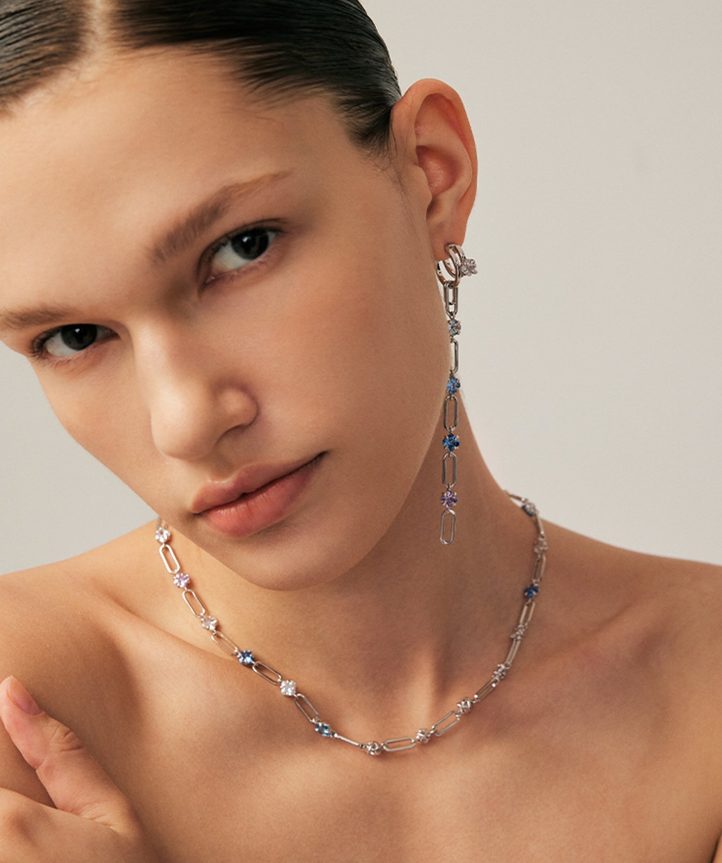 Blue Gradient Gemstone Link Necklace | Belvria