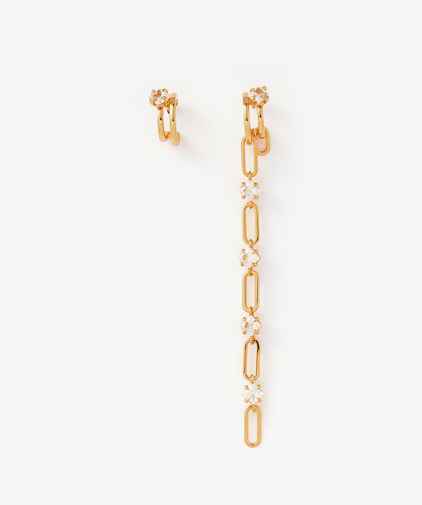 Gold Mismatched Long Drop Earrings | Belvria