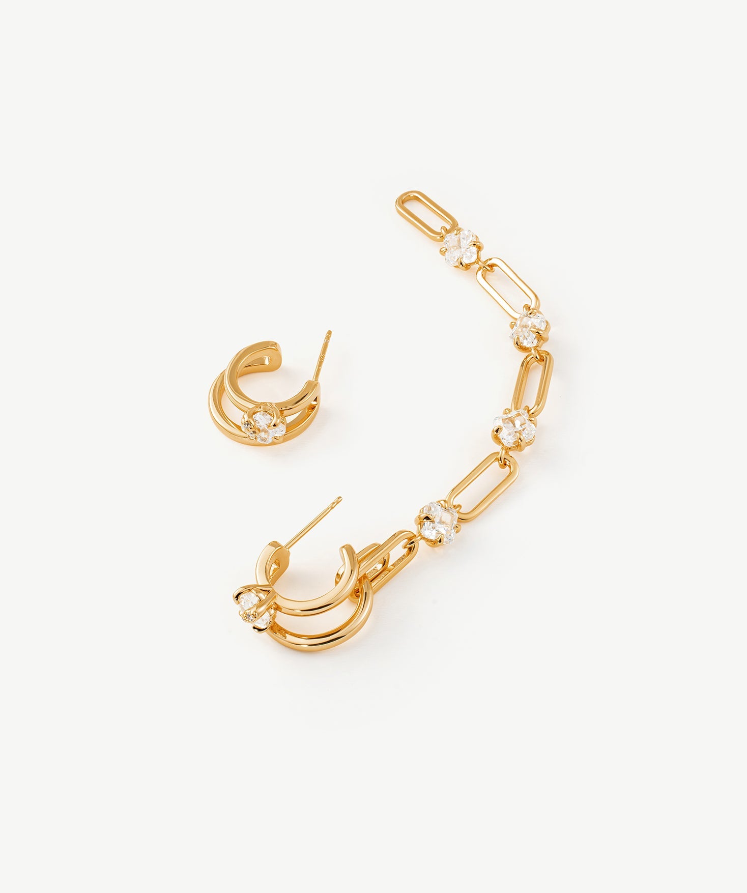 Gold Mismatched Long Drop Earrings | Belvria
