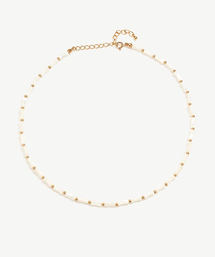 White Shell Bead Necklace with Gold Accents | Belvria