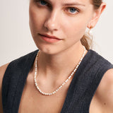 White Shell Bead Necklace with Gold Accents | Belvria