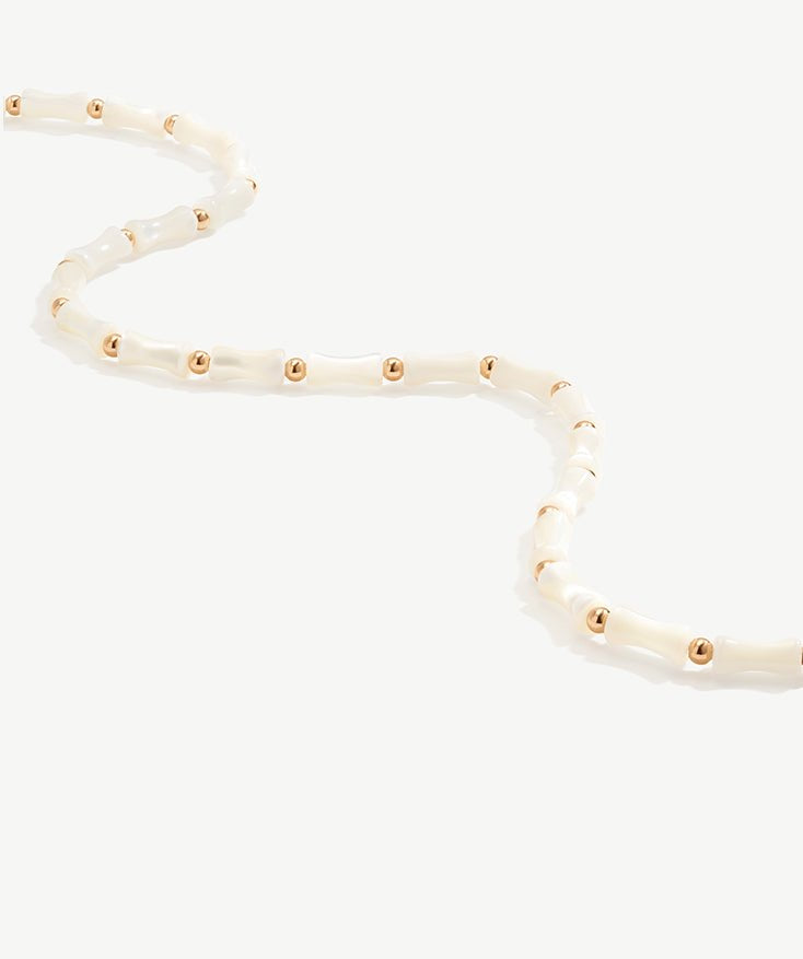 White Shell Bead Necklace with Gold Accents | Belvria